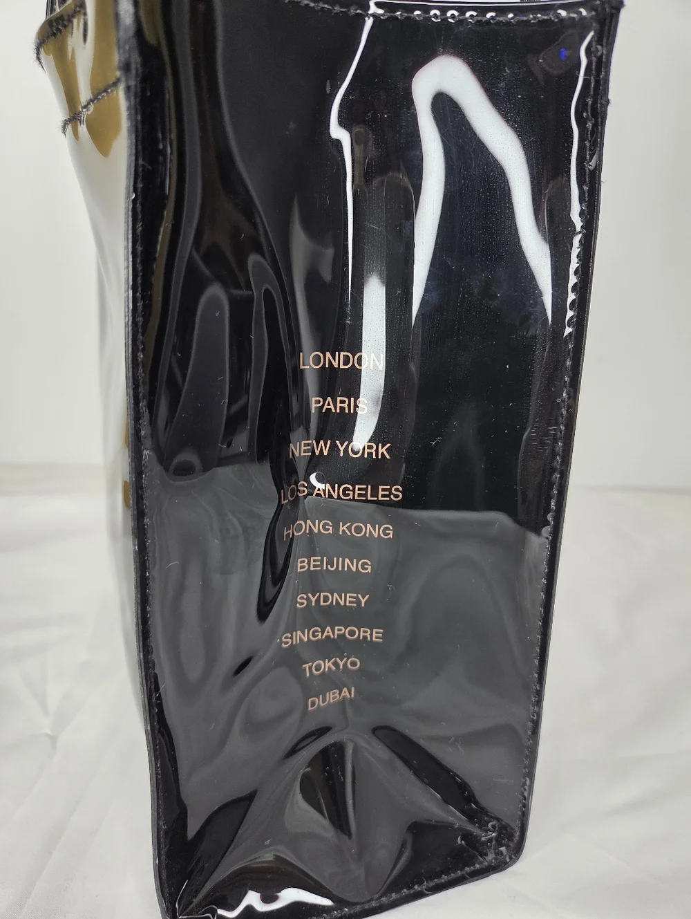 Ted Baker London Patent PVC Tote Bag Gold Bow In Glossy Black Finish - Picture 7 of 16